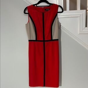 Ellen‎ Tracy Red and Black Sleeveless Sheath Dress